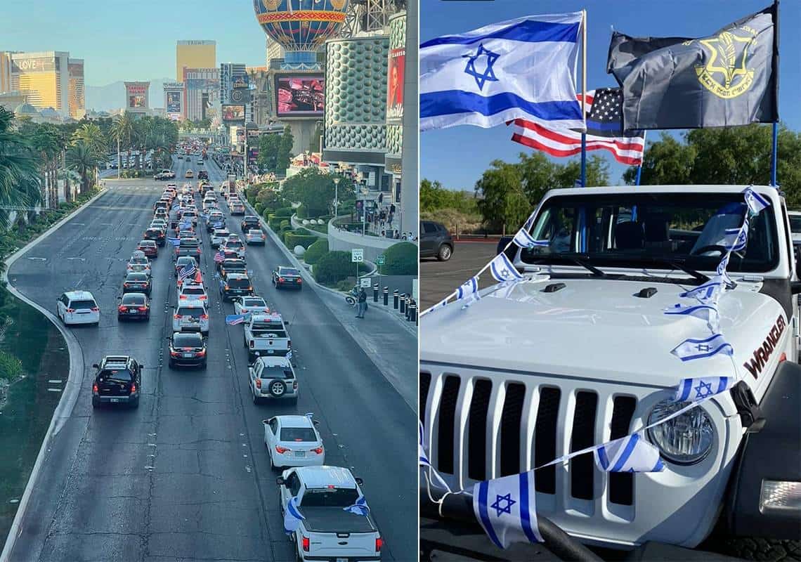 לאס וגאס נצבעה בכחול לבן: הקהילה הישראלית בעיר יצאה למפגן תמיכה ענק