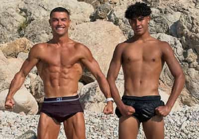"עדיין לא": כריסטיאנו רונאלדו עוקץ את בנו בתמונה משותפת