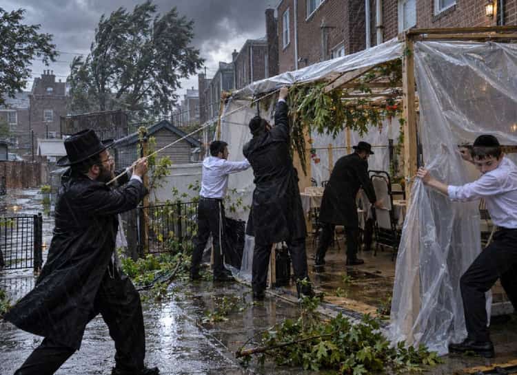 ניו יורק: הסערה שמאיימת על הסוכות - יהודי ברוקלין קושרים, מכסים ומתכוננים לרוחות
