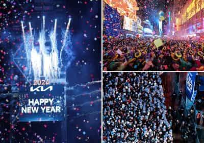 חצות בניו יורק: טמפ' קפואות, שלג קל והמון שמחה בטיימס סקוור לכבוד השנה החדשה